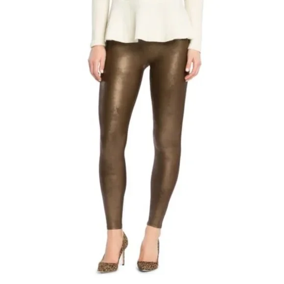 Spanx Faux Leather Leggings in Color Bronze - Picture 2 of 6